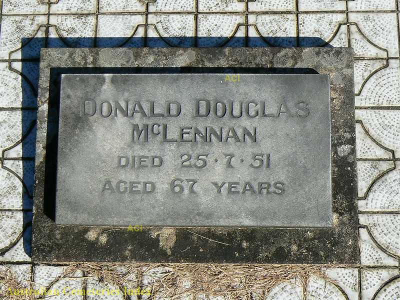 Photo of headstones/Donald Douglas McLennan d1951 hdstn Redbank